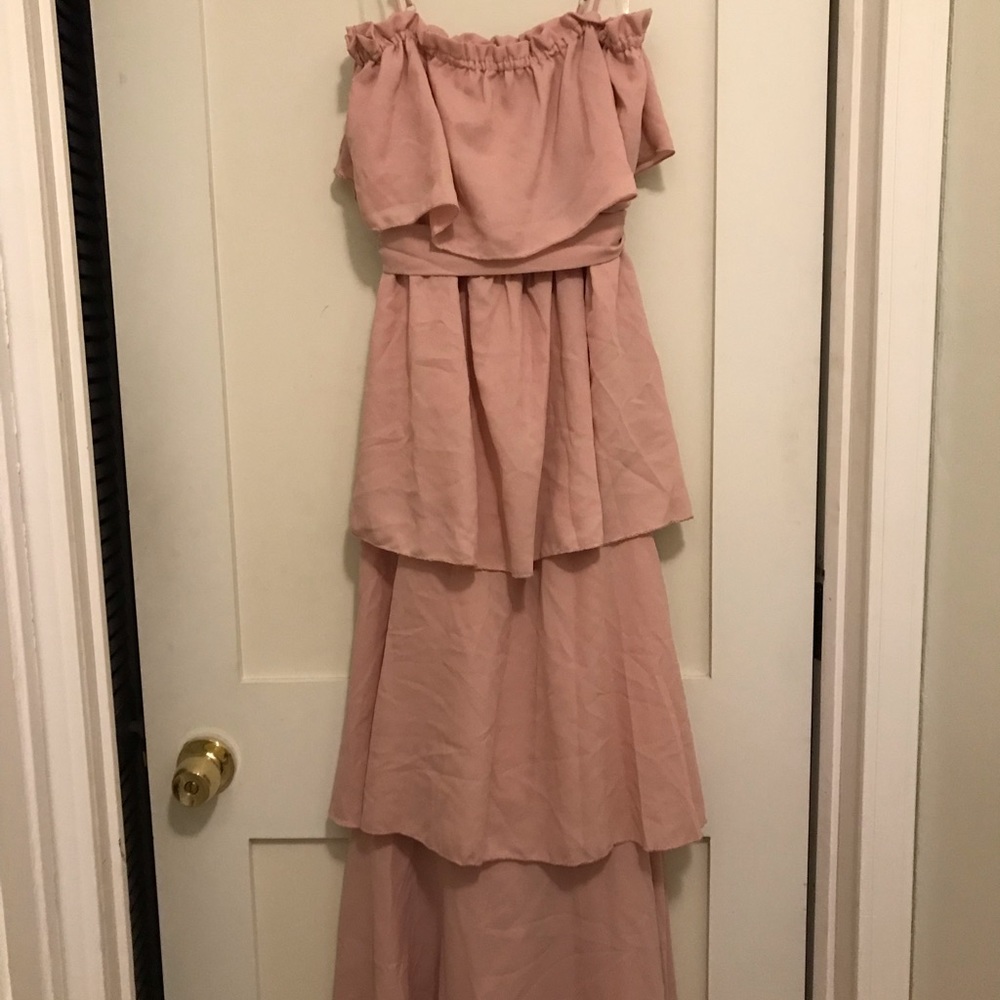 Women Sixteen Candles style pink water fall dress